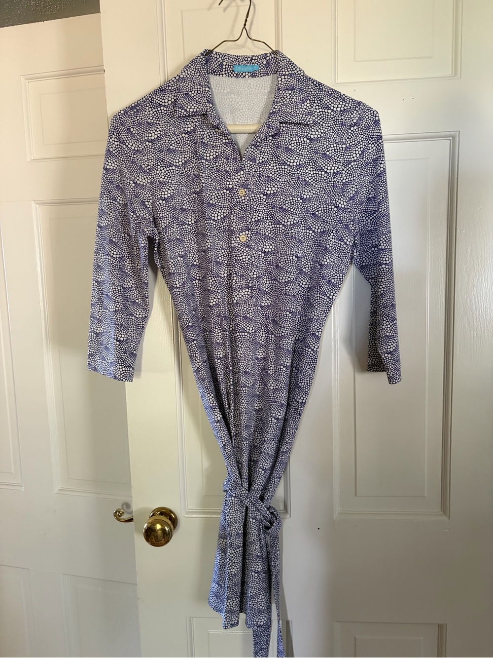 J. McLaughlin Blue Printed button down shirt dress medium